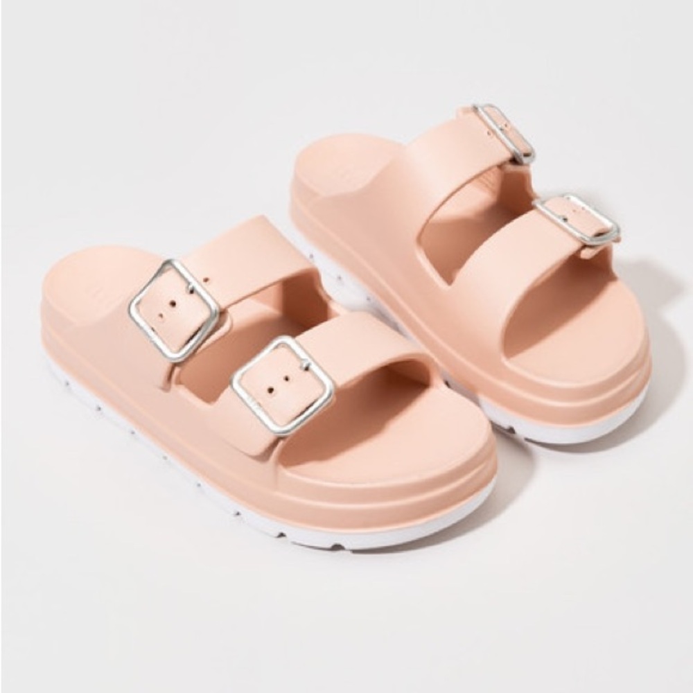 MIA Santi Women’s Double Buckle Flatform Slides in Blush Size 10